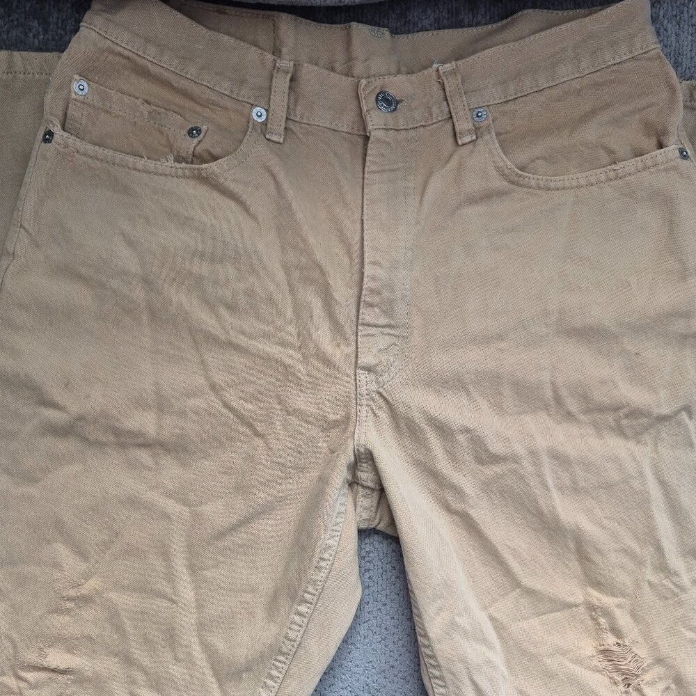 Vintage Levi’s 550 Made USA Relaxed FIt Tan Denim Jeans Distressed 34/30